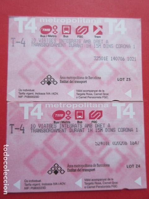 Collectables Transport Tickets: ref: TARMAGROSA - 2 TARJETA T-4 SERIE Z4 Y 5- COLECCI&Oacute;N MAGNETICA BARCELONA - LEER INTERIOR