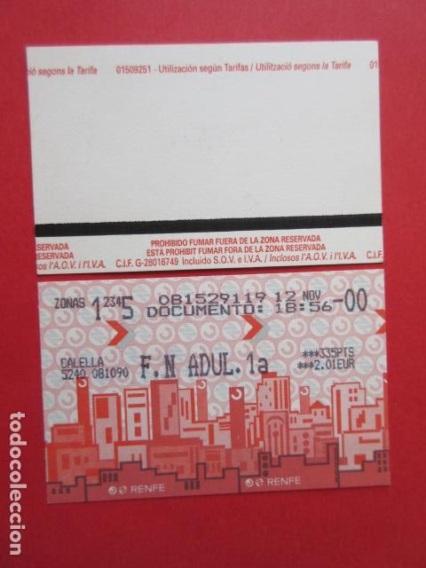 Collectables Transport Tickets: TARJETA RENFE - Ref: COL_RENFE_CERCANIAS - ESTACION CALELLA MODELO TRASERA 2 - F. N. ADUL 1&ordf;