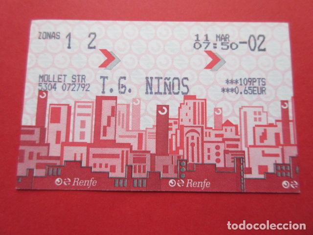 Collectables Transport Tickets: TARJETA RENFE - Ref: COL_RENFE_CERCANIAS - ESTACION MOLLET STR - T. G. NI&Ntilde;OS