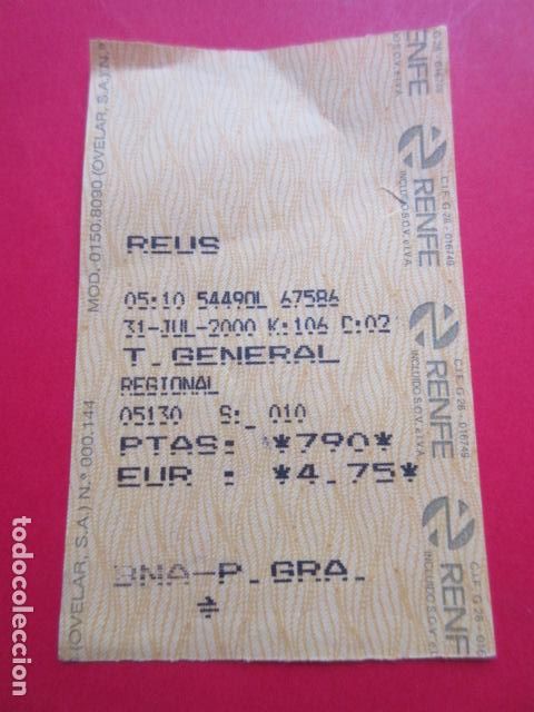 Collectables Transport Tickets: TARJETA RENFE - Ref: COL_RENFE_CERCANIAS - ESTACION REUS BNA-P. GRAC PASEO GRACIA - T. GENERAL