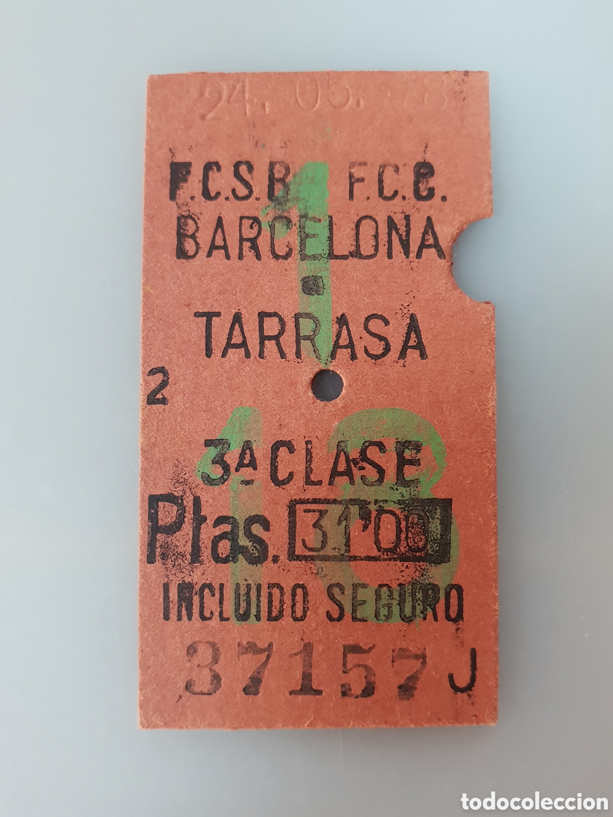 Collectables Transport Tickets: ■ BILLETE TREN .3&deg; CLASE.BARCELONA-TARTASA