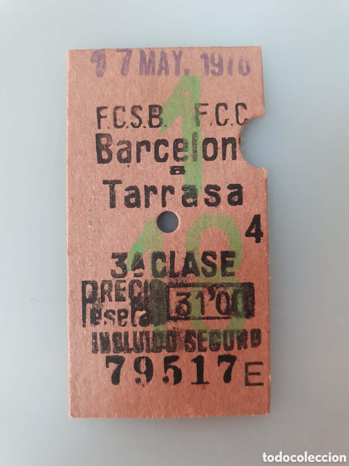Collectables Transport Tickets: ■ BILLETE TREN .3&deg; CLASE.BARCELONA-TARRASA