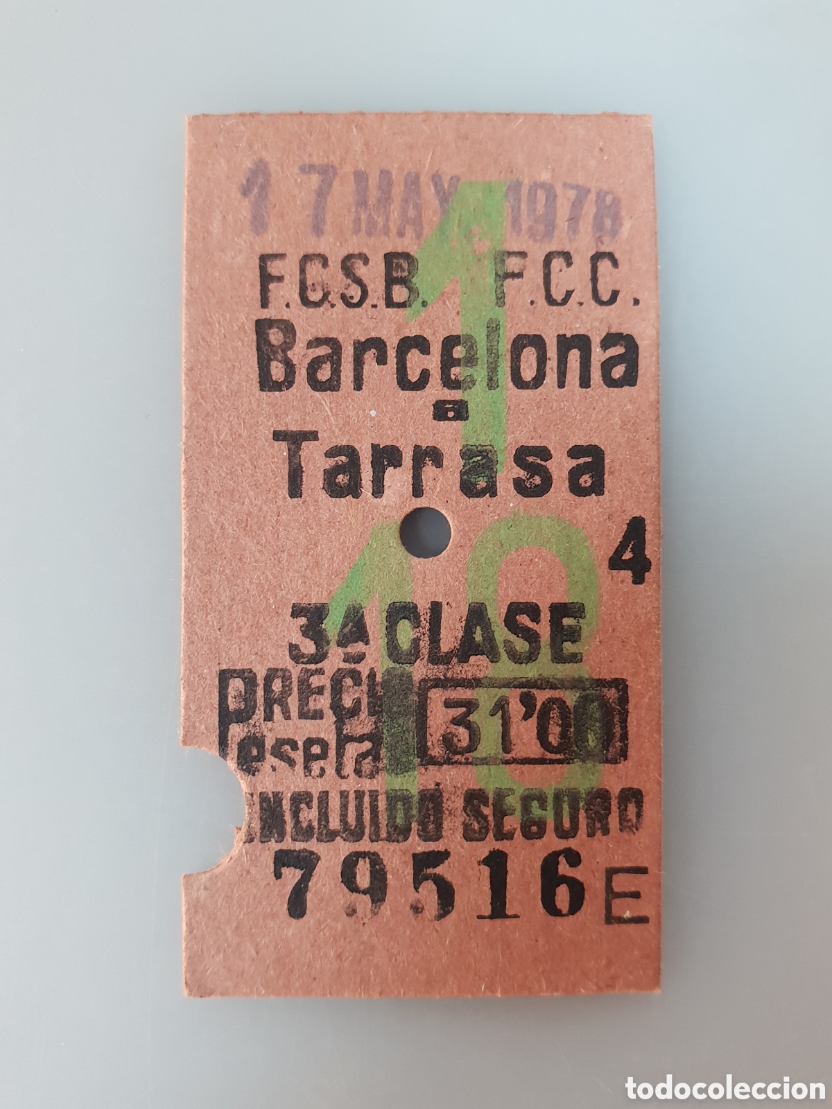 Collectables Transport Tickets: ■ BILLETE TREN .3&deg; CLASE.BARCELONA-TARRASA