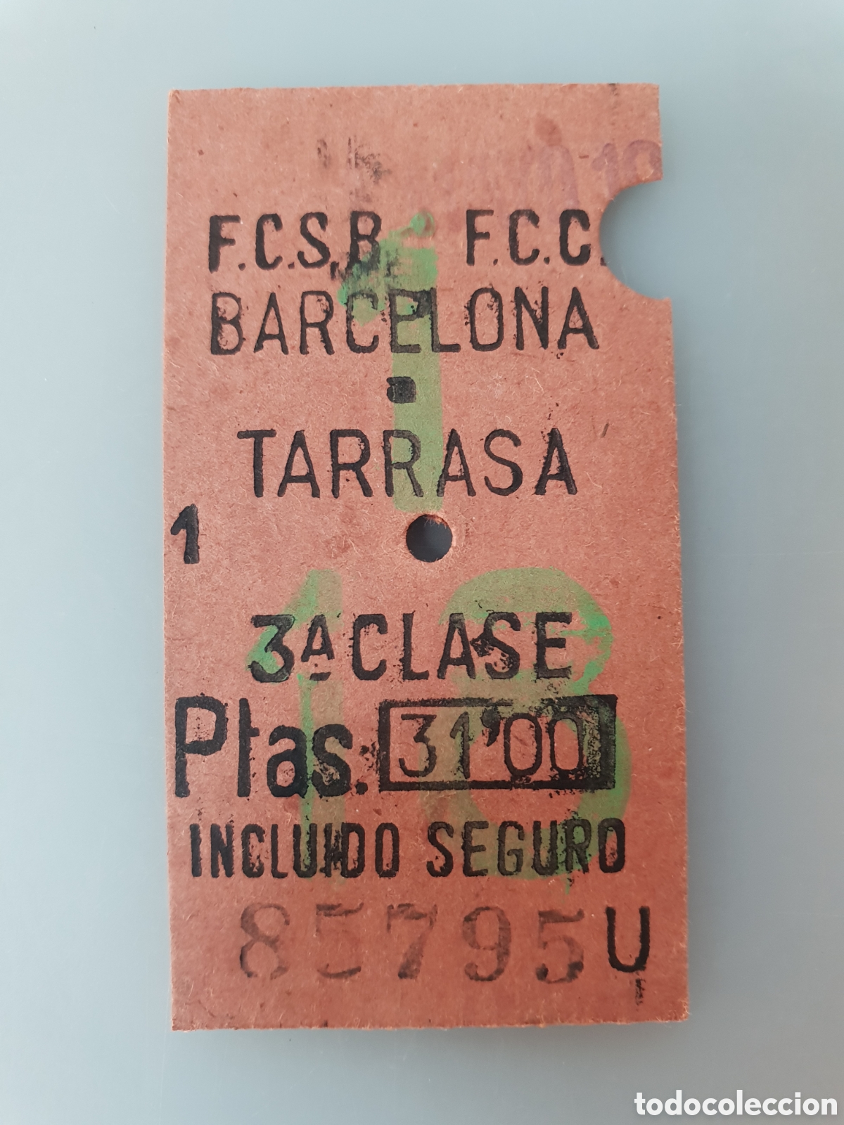 Collectables Transport Tickets: ■ BILLETE TREN .3&deg; CLASE.BAECELONA-TARRASA