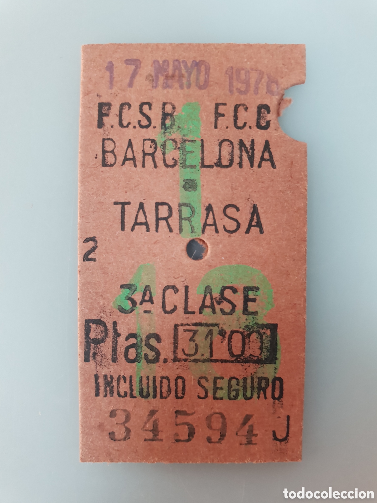 Collectables Transport Tickets: ■ BILLETE TREN .3&deg; CLASE.BARCELONA-TARRASA