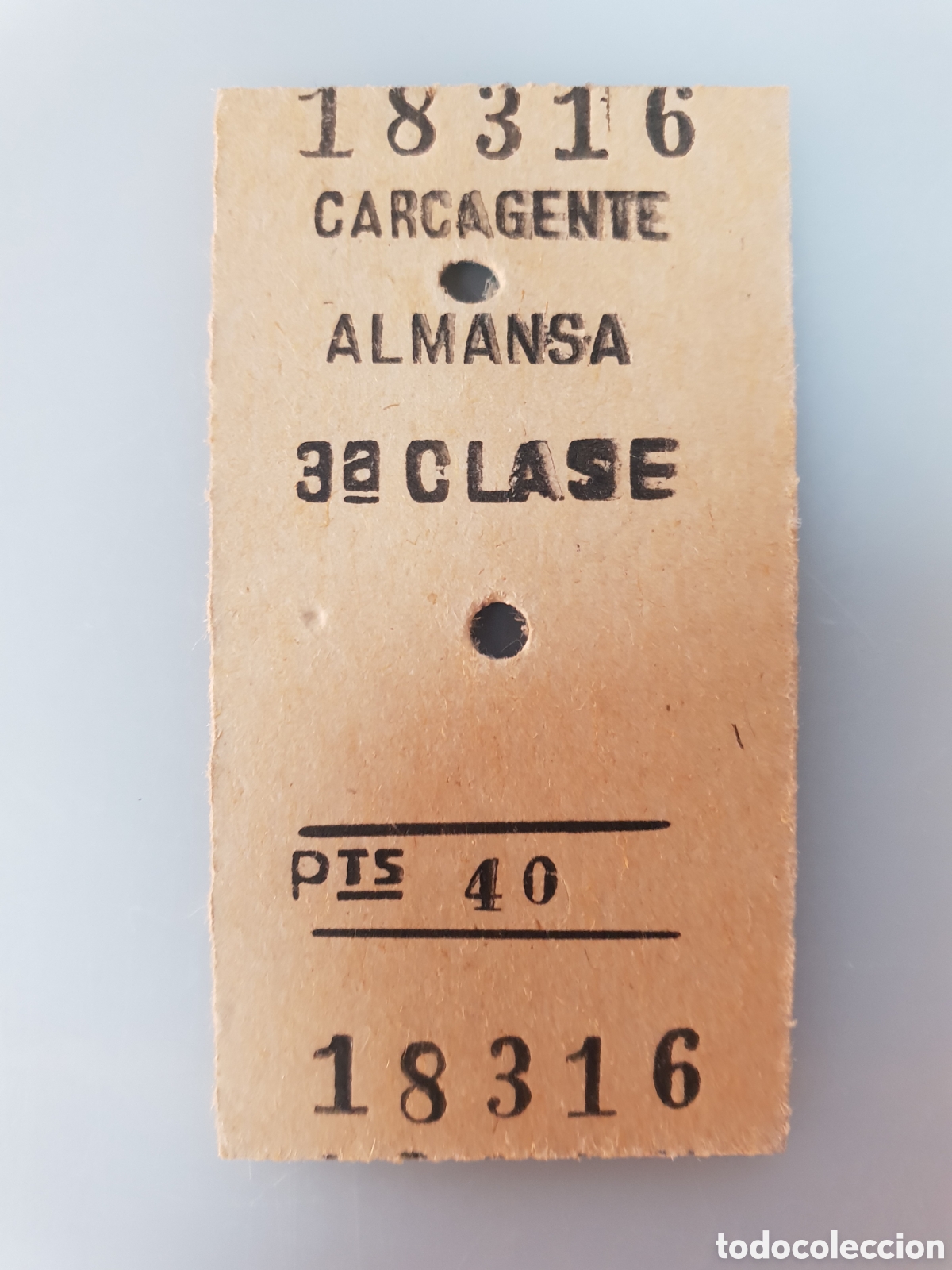 Collectables Transport Tickets: ■ BILLETE TREN .3&deg; CLASE.CARCAGENTE-ALMANSA