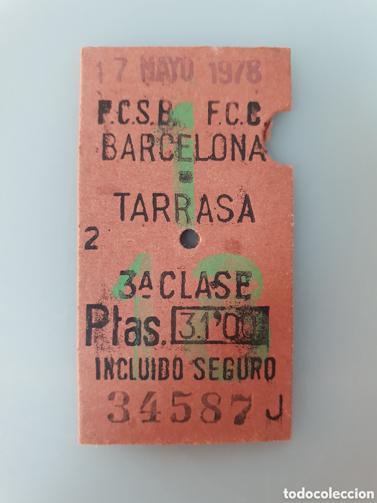Collectables Transport Tickets: ■ BILLETE TREN .3&deg; CLASE.BARCELONA-TARRASA