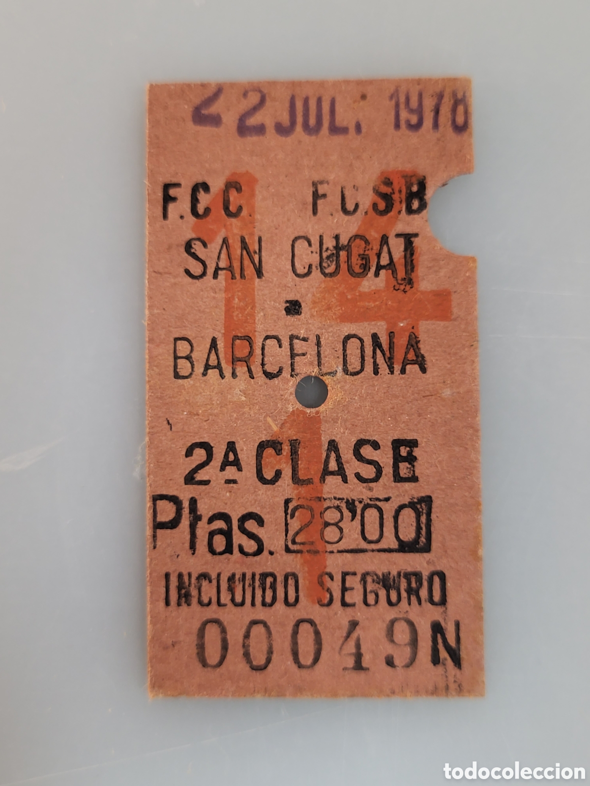 Collectables Transport Tickets: ■ BILLETE TREN .2&deg; CLASE. SAN CUGAT - BARCELONA