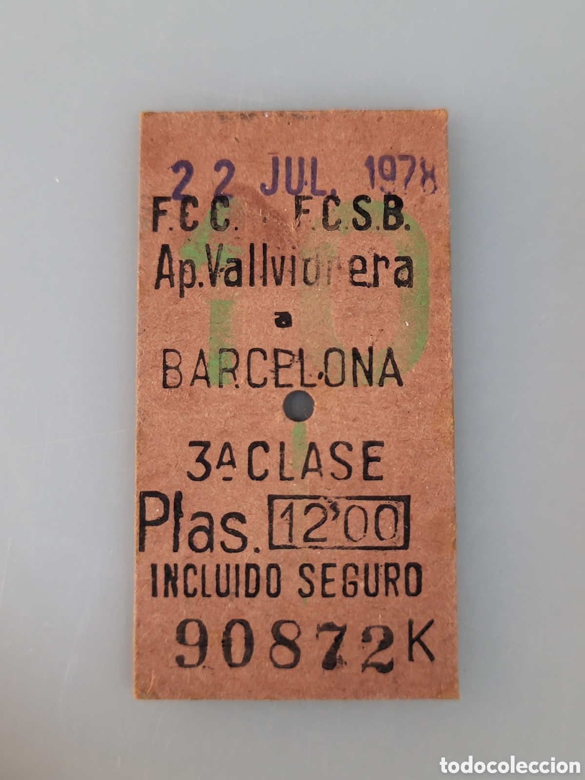 Collectables Transport Tickets: ■ BILLETE TREN .3&deg; CLASE. AP.VALLVIDRERA - BARCELONA