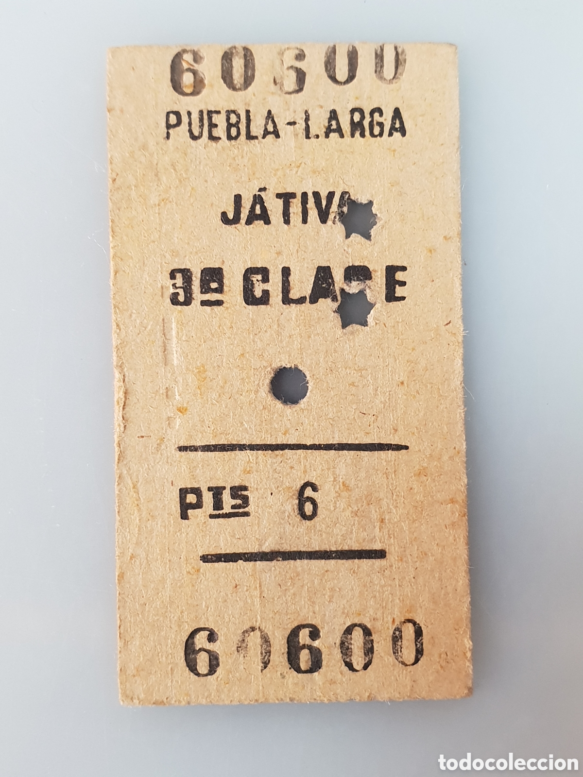 Collectables Transport Tickets: BILLETE TREN .3&deg; CLASE. PUEBLA-LARGA - JATIVA