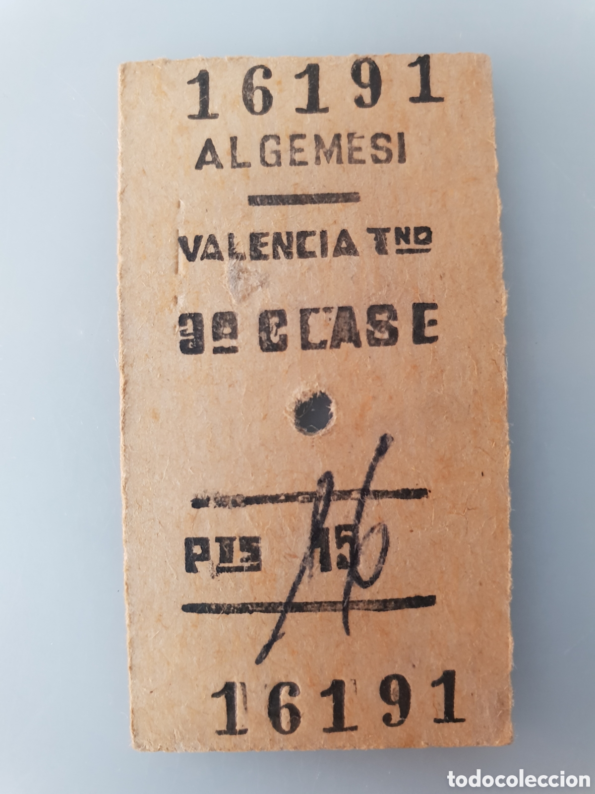 Collectables Transport Tickets: BILLETE TREN .3&deg; CLASE. ALGEMESI - VALENCIA