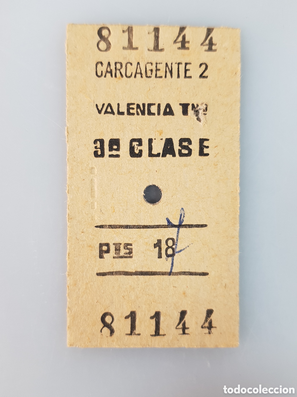 Collectables Transport Tickets: BILLETE TREN .3&deg; CLASE. CARCAGENTE - VALENCIA