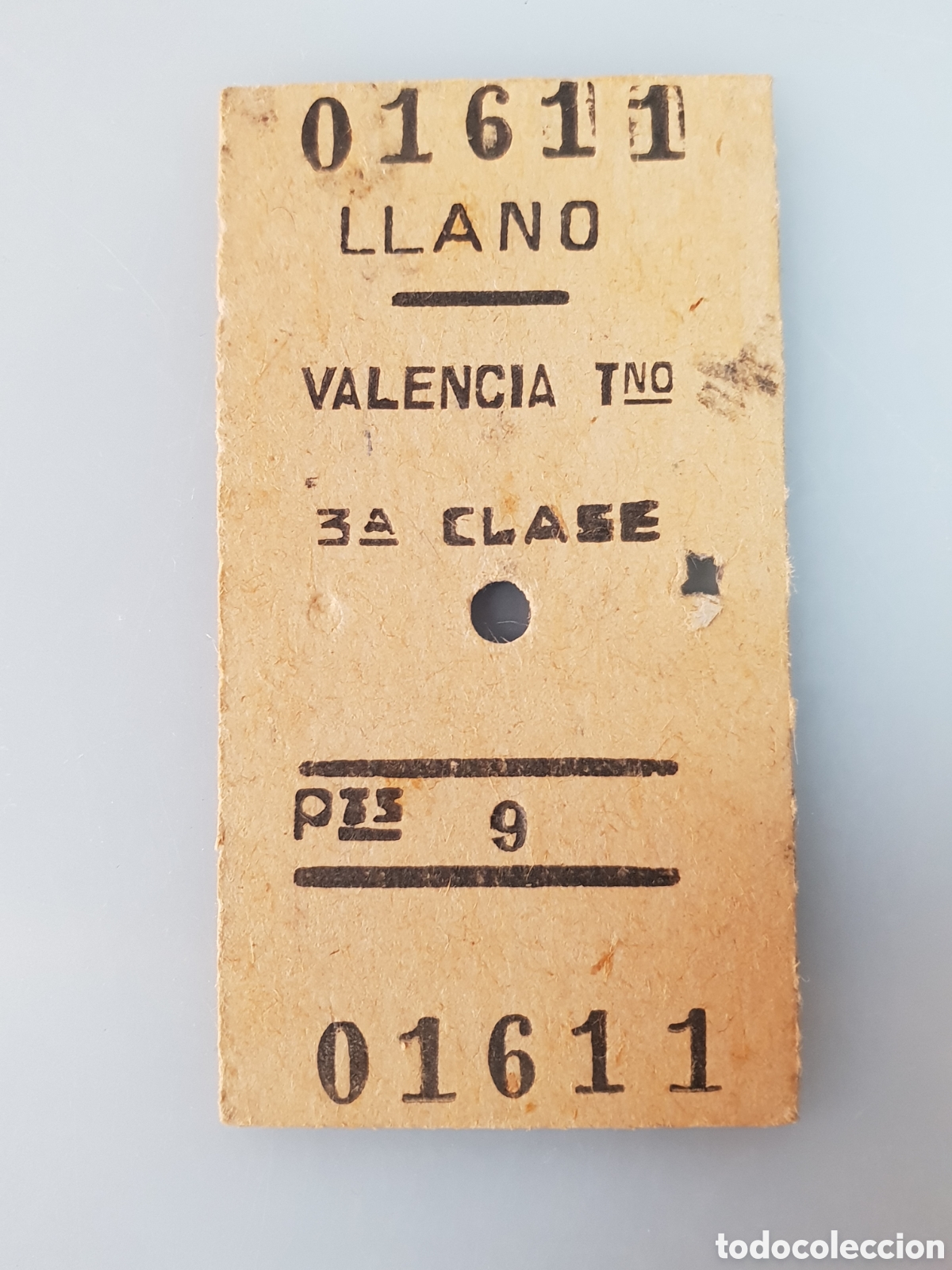 Collectables Transport Tickets: BILLETE TREN .3&deg; CLASE. LLANO - VALENCIA