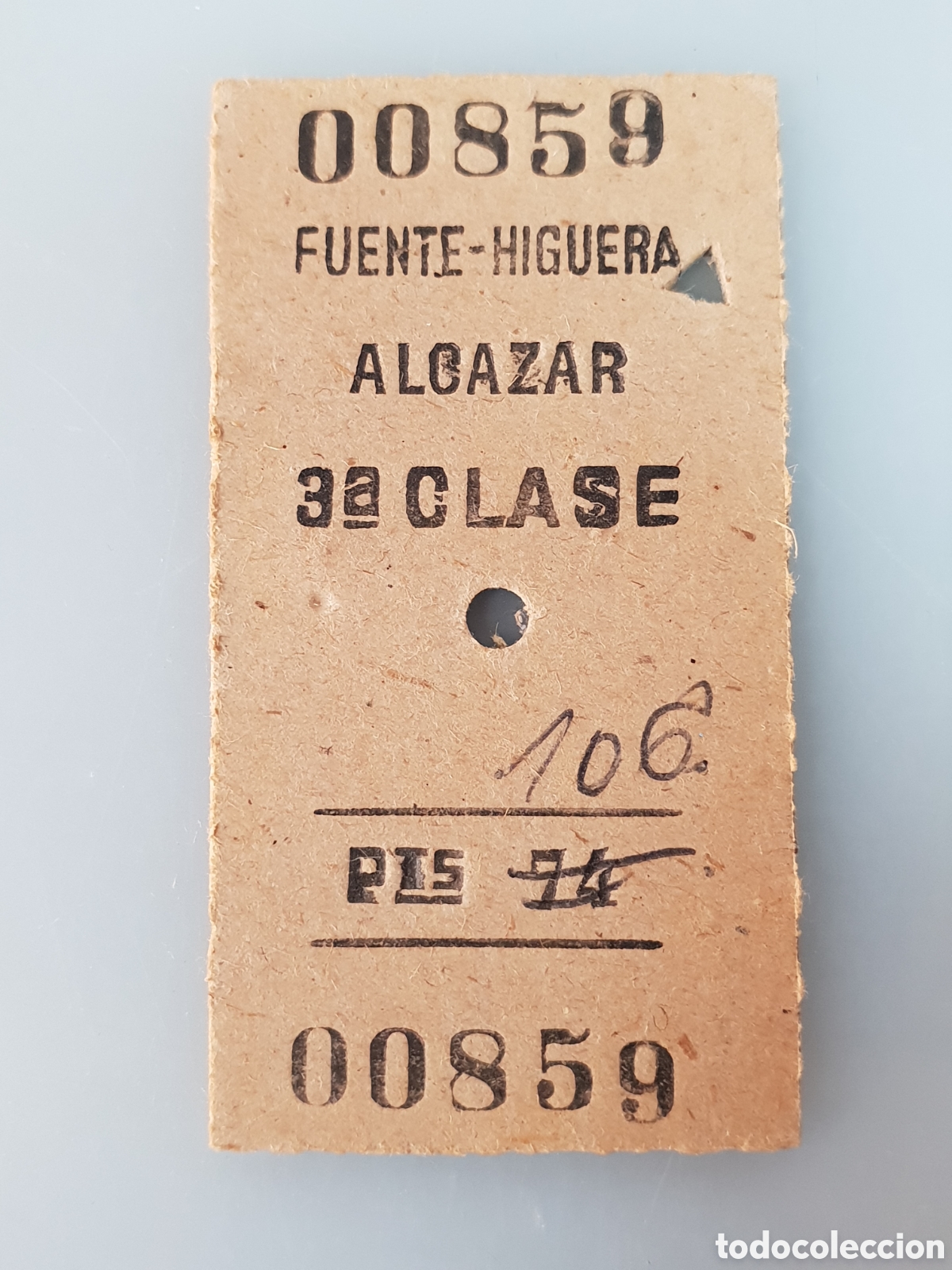 Collectables Transport Tickets: BILLETE TREN .3&deg; CLASE. FUENTE-HIGUERA - ALCAZAR