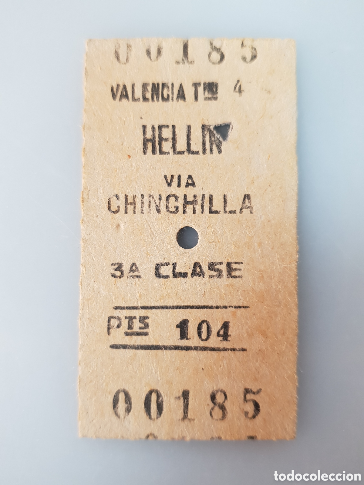 Collectables Transport Tickets: BILLETE TREN .3&deg; CLASE. VALENCIA - HELLIN