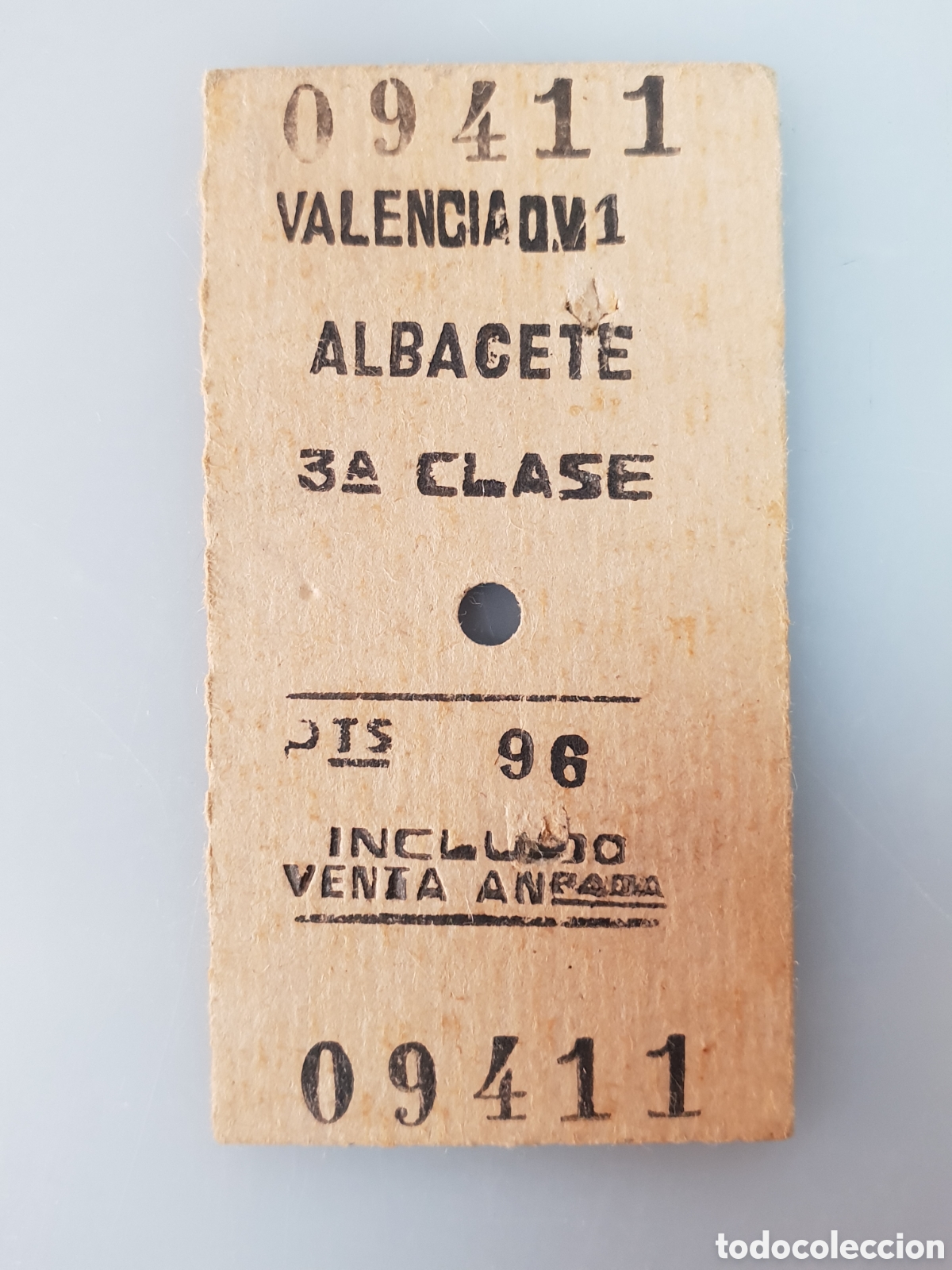 Collectables Transport Tickets: BILLETE TREN .3&deg; CLASE. VALENCIA - ALBACETE