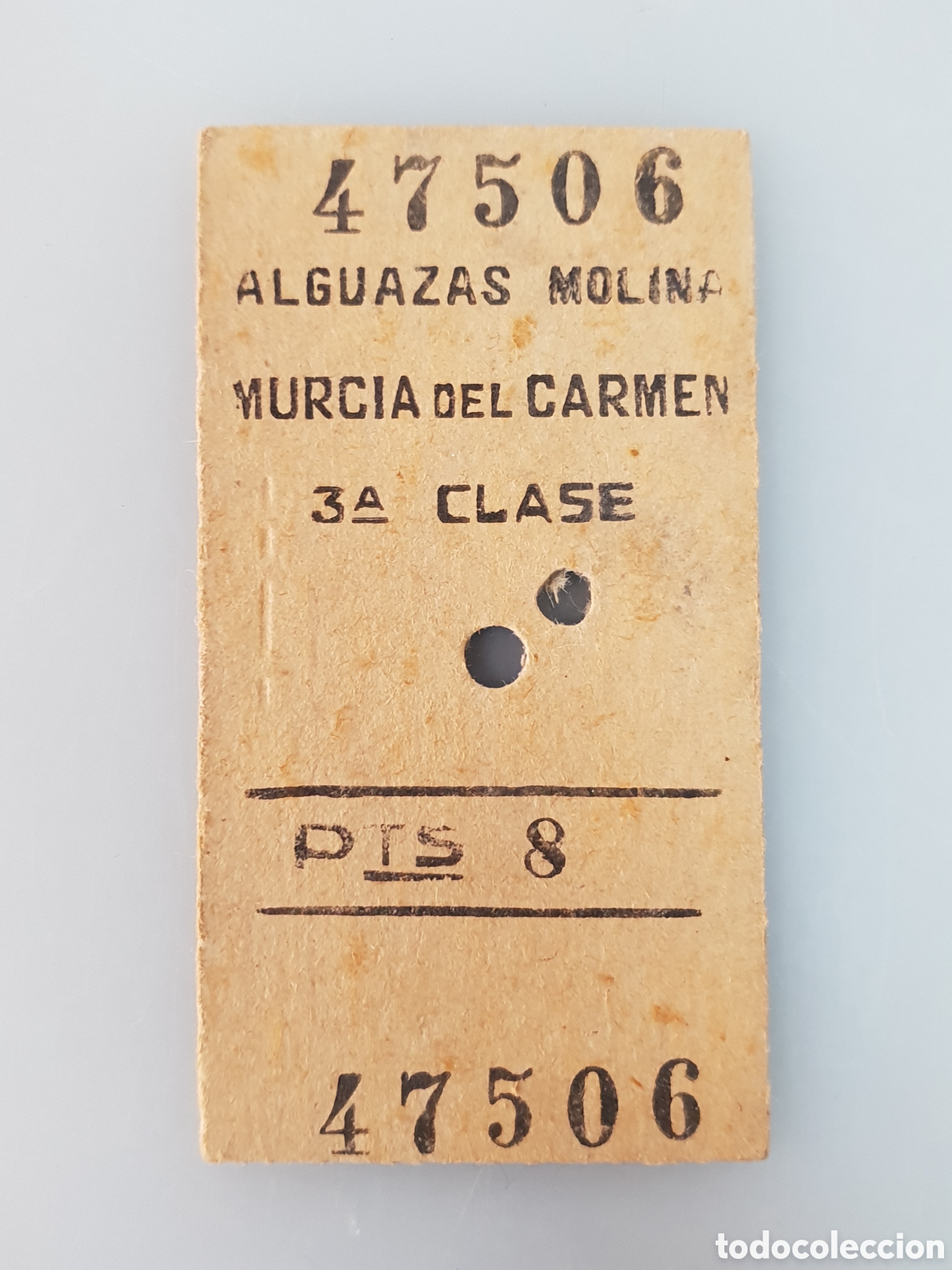 Collectables Transport Tickets: BILLETE TREN .3&deg; CLASE. ALGUAZAS MOLINA - MURCIA DEL CARMEN