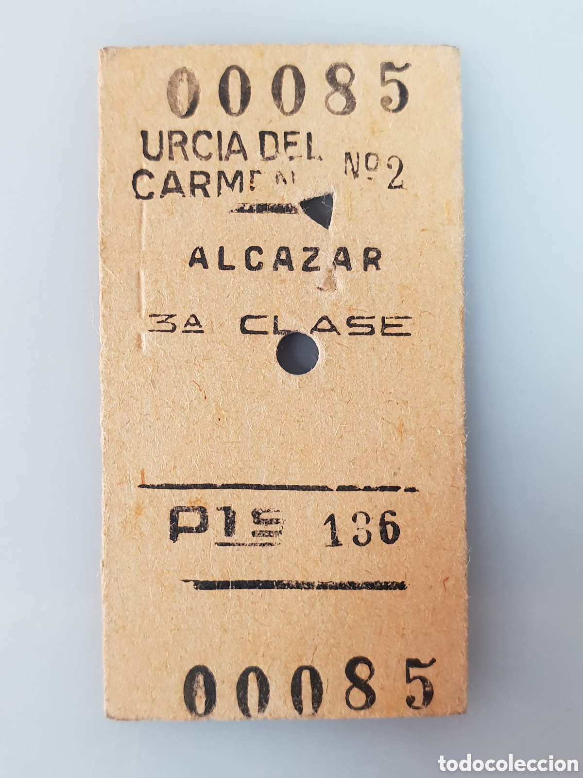 Collectables Transport Tickets: BILLETE TREN .3&deg; CLASE. MIRCIA DEL CARMEN - ALCAZAR