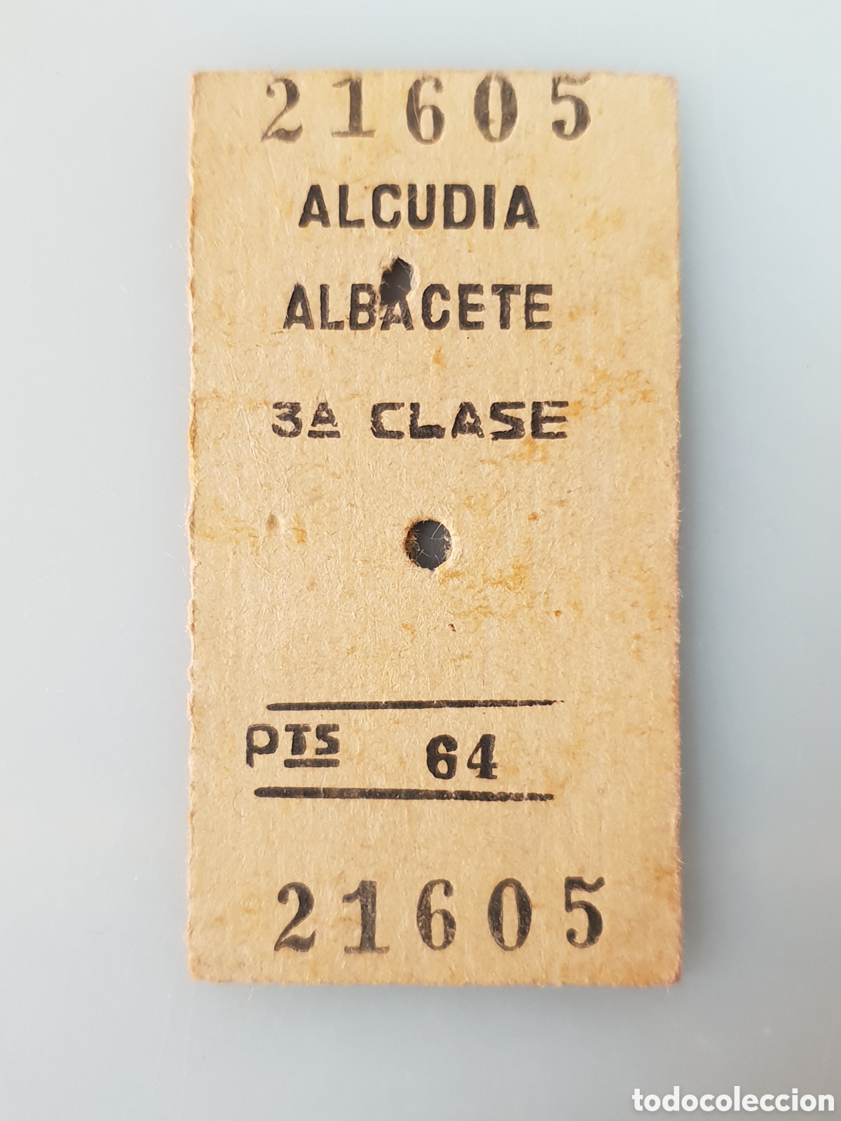 Collectables Transport Tickets: BILLETE TREN .3&deg; CLASE. ALCUDIA - ALBACETE