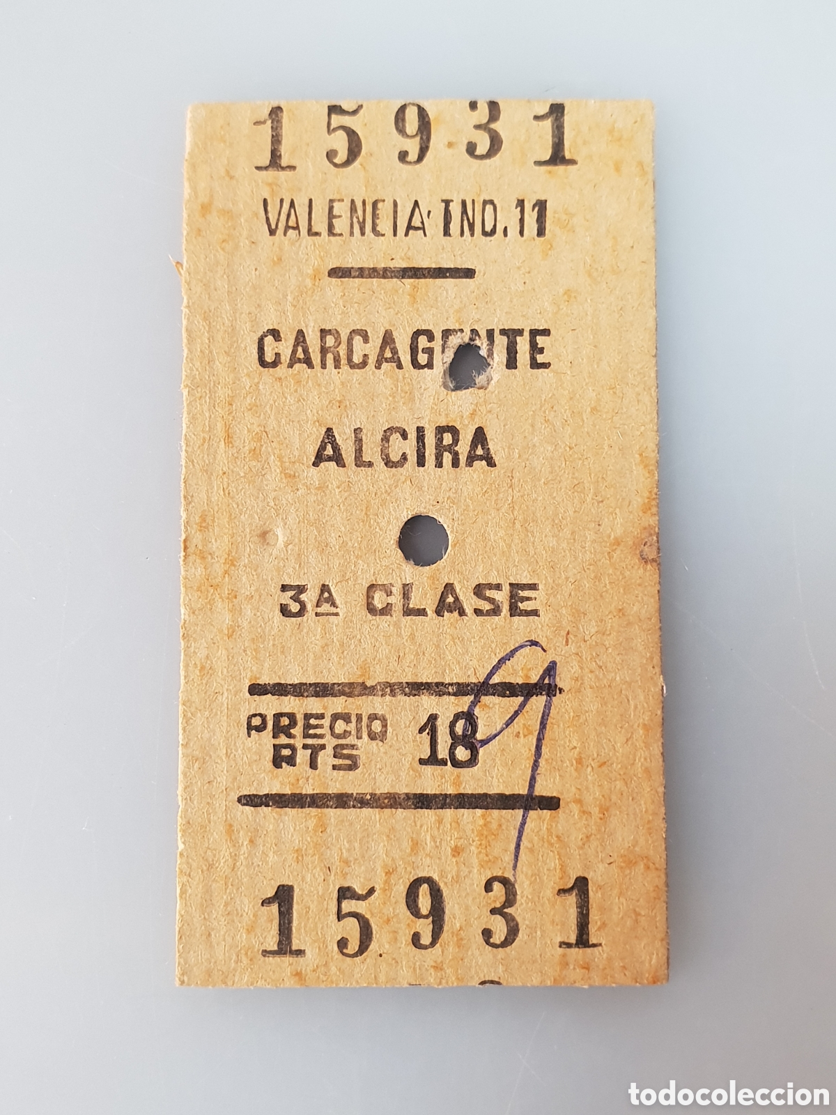 Collectables Transport Tickets: BILLETE TREN .3&deg; CLASE. VALENCIA - CARCAGENTE - ALCIRA