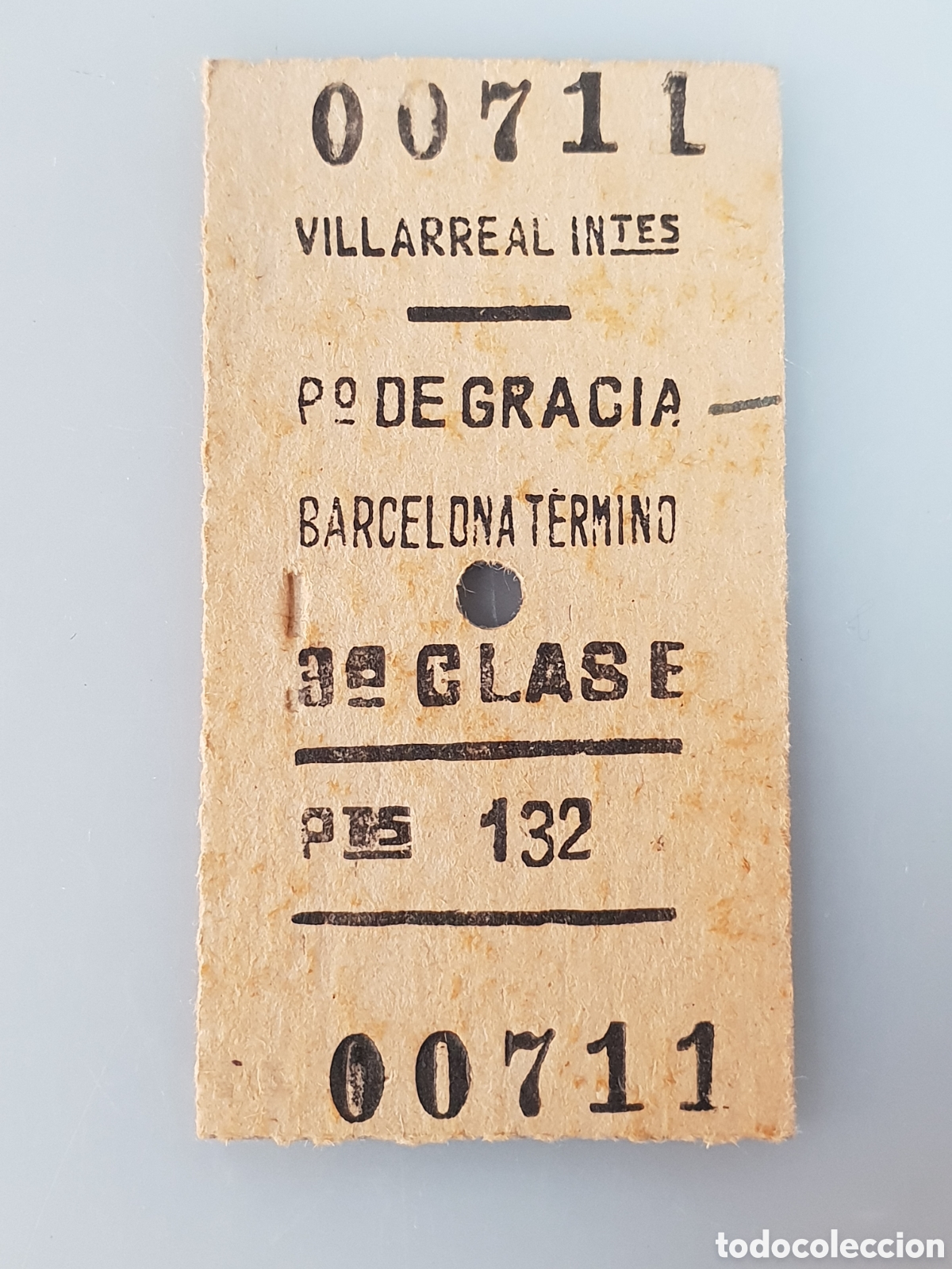 Collectables Transport Tickets: BILLETE TREN .3&deg; CLASE. VILLAREAL - DE GRACIA - BARCELONA TERMINO