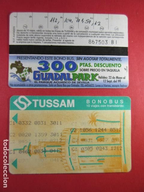 Colecionismos Bilhetes de Transporte: ref: SEVILLATARMAG01 - COLECCION TARJETA MAGNETICA SEVILLA - CARTON - GUADALPARK - LEE INTERIOR