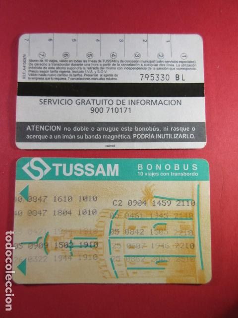 Colecionismos Bilhetes de Transporte: ref: SEVILLATARMAG01 - COLECCION TARJETA MAGNETICA SEVILLA - CARTON - CALMELL MINUSCUL- LEE INTERIOR