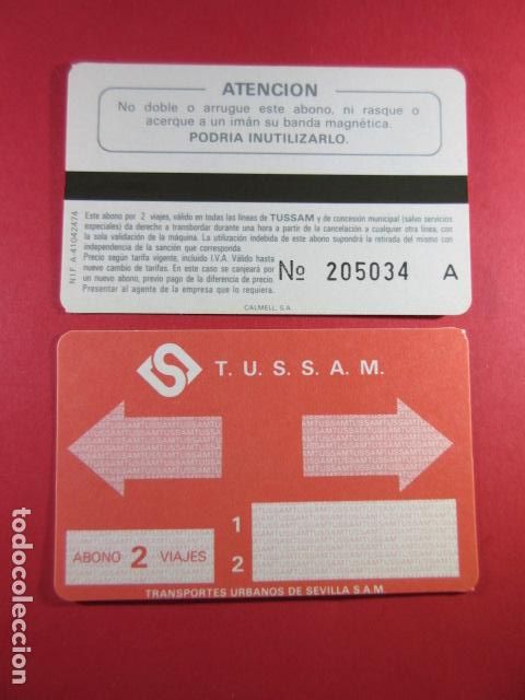 Collectables Transport Tickets: ref: SEVILLATARMAG01 - COLECCION TARJETA MAGNETICA SEVILLA - CARTON - ABONO 2 VIAJES - LEE INTERIOR