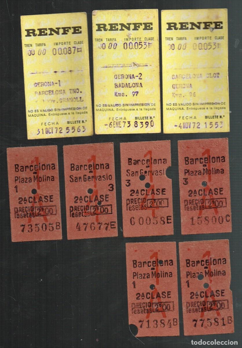Coleccionismo Billetes de transporte: 70&acute;S CA. LOTE 9 BILLETES 3 RENFE 6 FERROCARRILES CATALANES PZA. MOLINA, SANT GERVASI 2&ordf; CLASE