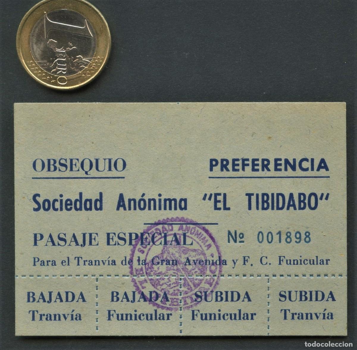 Colecionismos Bilhetes de Transporte: BILLETE, PASAJE ESPECIAL, TRANV&Iacute;A, FUNICULAR, SOCIEDAD AN&Oacute;NIMA EL TIBIDABO, BARCELONA