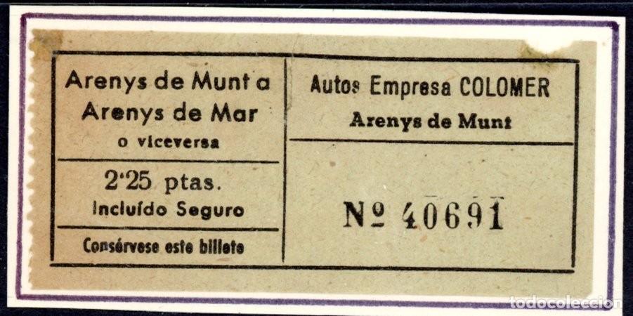 Colecionismos Bilhetes de Transporte: BILLETE BUS DE EMPRESA COLOMER / ARENYS DE MUNT - ARENYS DE MAR // 6LG-13