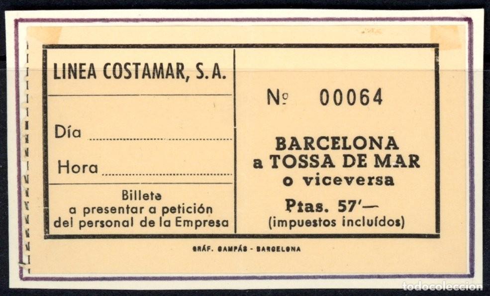 Colecionismos Bilhetes de Transporte: BILLETE BUS DE LINEA COSTAMAR / TOSSA DE MAR - BCN // 6LG-14