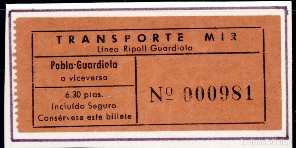 Colecionismos Bilhetes de Transporte: BILLETE BUS TRANSPORTS MIR / POBLA - GUARDIOLA // 6LG-37