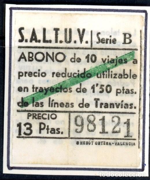 Colecionismos Bilhetes de Transporte: BILLETE TRANVIAS DE VALENCIA // 10LG-15