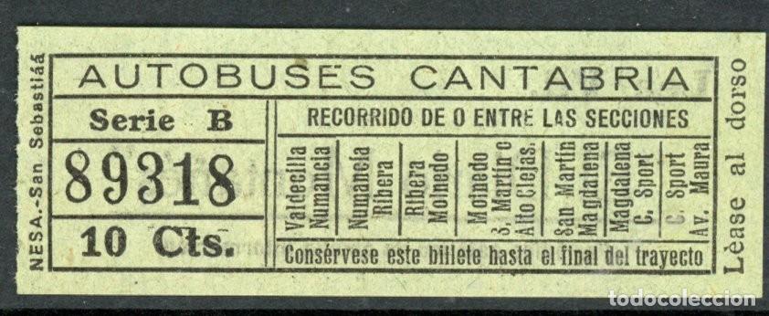 Colecionismos Bilhetes de Transporte: BILLETE BUS EMP. AUTOBUSES CANTABRIA // 10LG-29