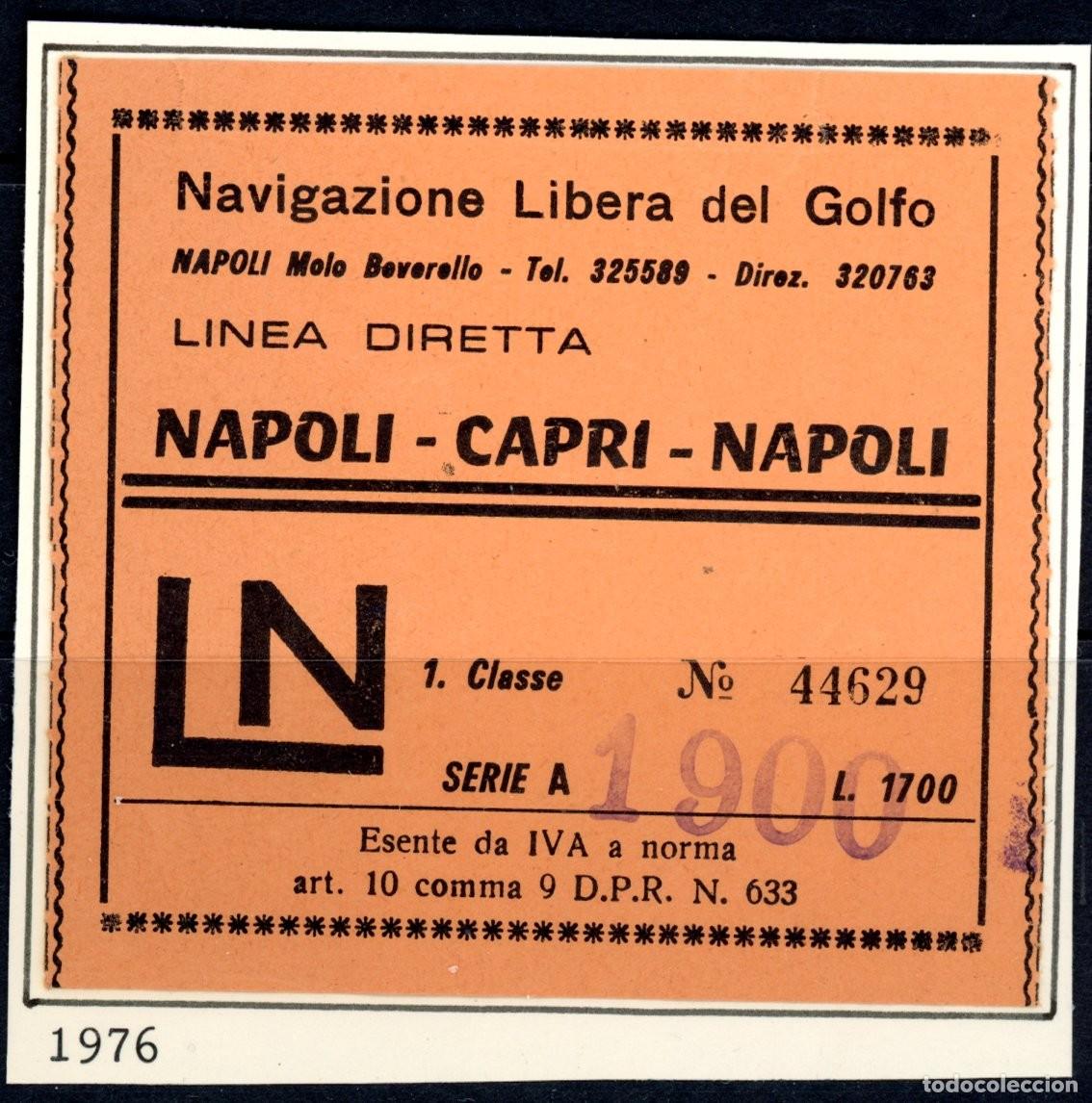 Colecionismos Bilhetes de Transporte: BILLETE MARITIMO DE NAPOLES A CAPRI / ITALIA // 13LG-3