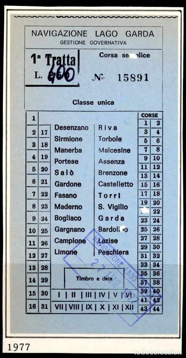 Colecionismos Bilhetes de Transporte: BILLETE NAVEGACION EN EL LAGO GARDA / ITALIA / 1977 // 13LG-3