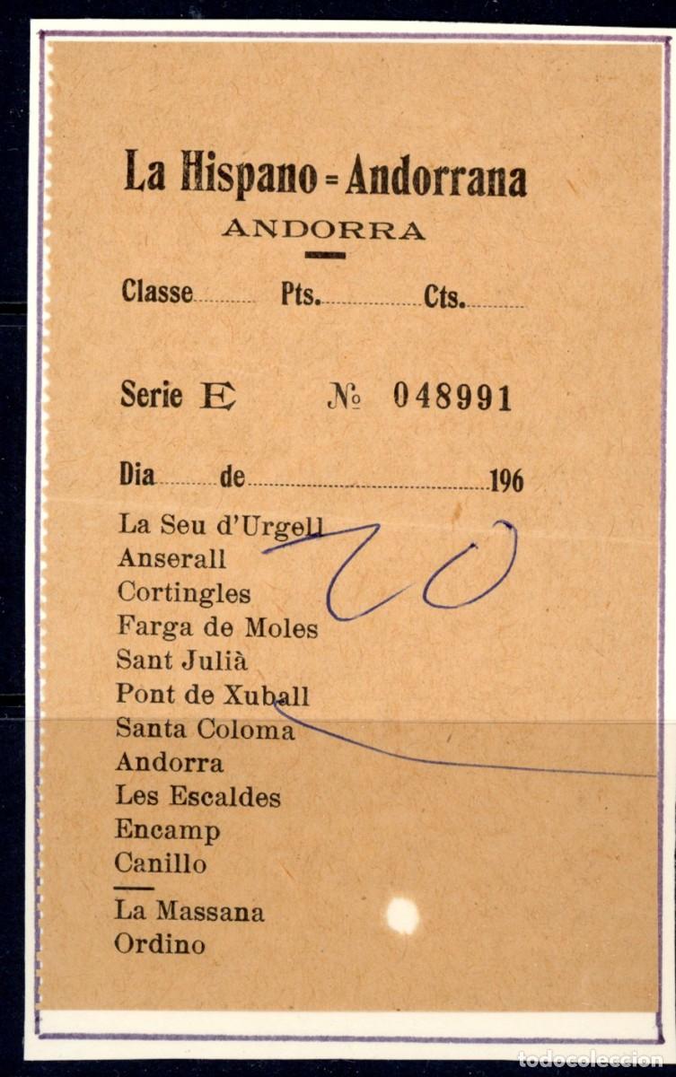 Colecionismos Bilhetes de Transporte: BILLETE DE BUS LA HISPANO ANDORRANA / ANDORRA / 196_ // 13LG-10