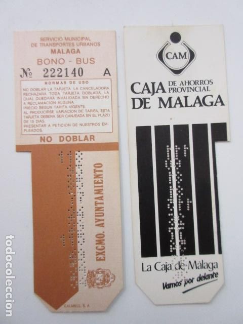 Sammeln von Fahrkarten: REF: TRESMALAGA - TARJETA RESISTIVA MALAGA - BONO BUS BONOBUSES - PUBLICIDAD CAJA AHORROS MALAGA