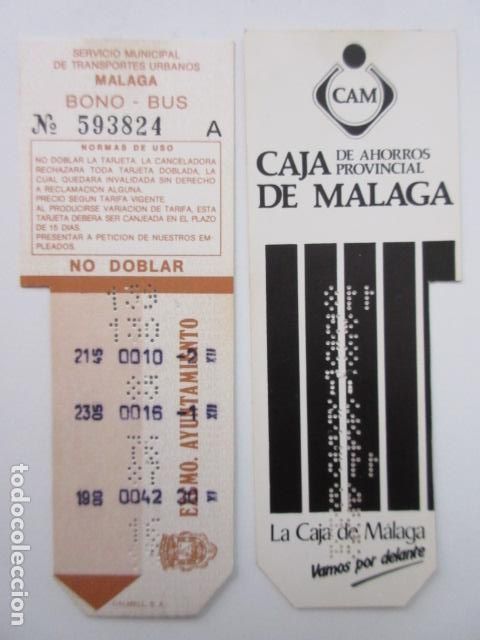Sammeln von Fahrkarten: REF: TRESMALAGA - TARJETA RESISTIVA MALAGA - BONO BUS BONOBUSES - PUBLICIDAD CAJA AHORROS MALAGA