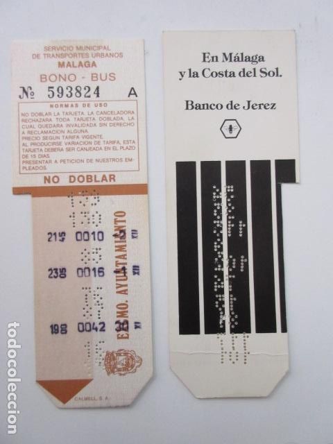 Sammeln von Fahrkarten: REF: TRESMALAGA - TARJETA RESISTIVA MALAGA - BONO BUS BONOBUSES - PUBLICIDAD BANCO DE JEREZ