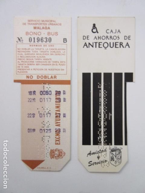 Sammeln von Fahrkarten: REF: TRESMALAGA - TARJETA RESISTIVA MALAGA - BONO BUS BONOBUSES - PUBLICIDAD CAJA AHORROS ANTEQUERA