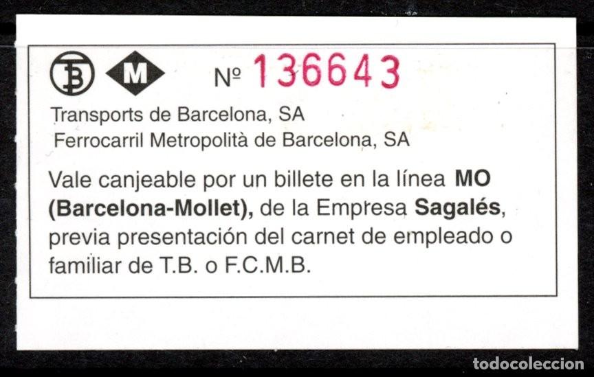 Colecionismos Bilhetes de Transporte: VALE DE TRANSPORTE DE LA LINEA BCN - MOLLET // 2-36