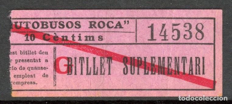 Colecionismos Bilhetes de Transporte: BILLETE DE AUTOBUSES ROCA / SUPLEMENTARI // 2-42