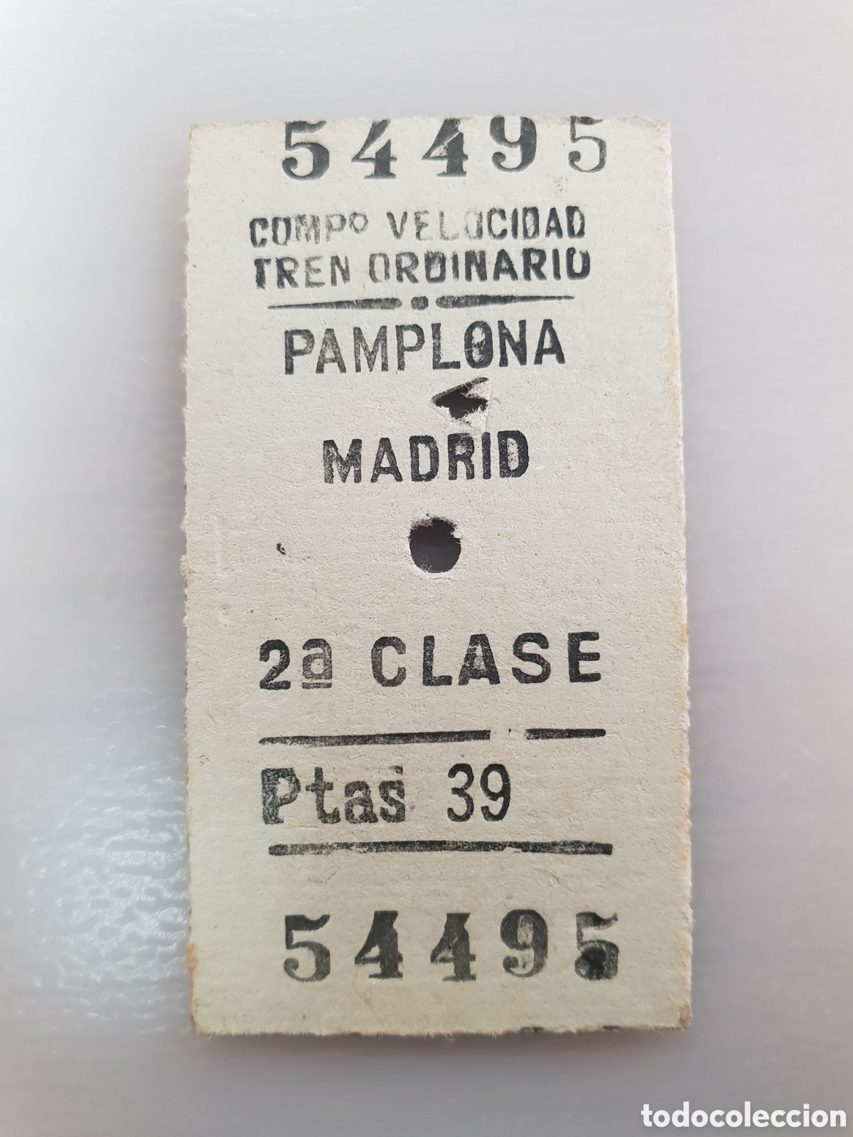 Sammeln von Fahrkarten: ■ BILLETE TREN .2&deg; CLASE. PAMPLONA - MADRID