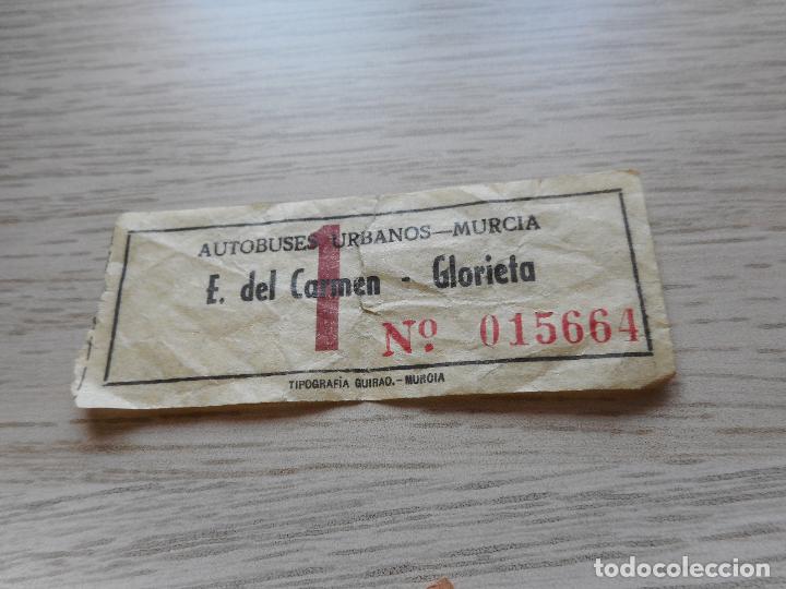 Sammeln von Fahrkarten: ANTIGUO BILLETE AUTOBUSES URBANOS MURCIA. E. DEL CARMEN - GLORIETA