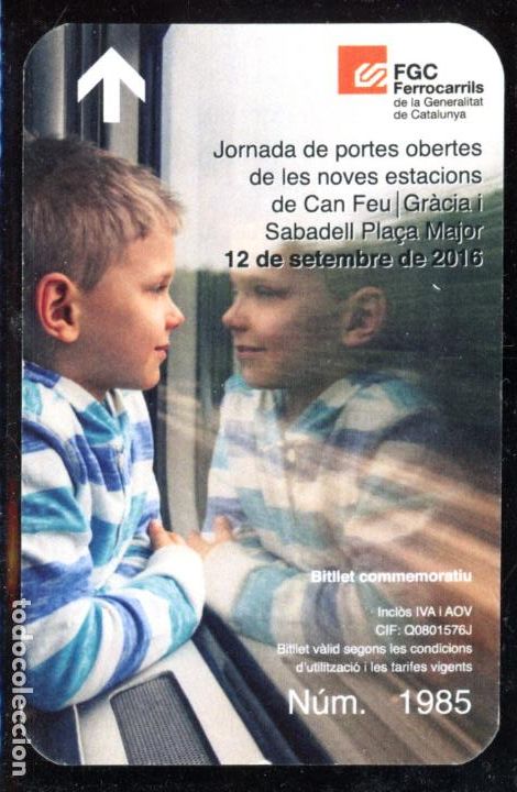 Collectionnisme Billets de transport: TARJETA FGC / PORTES OBERTES / 2016 / C4-B3