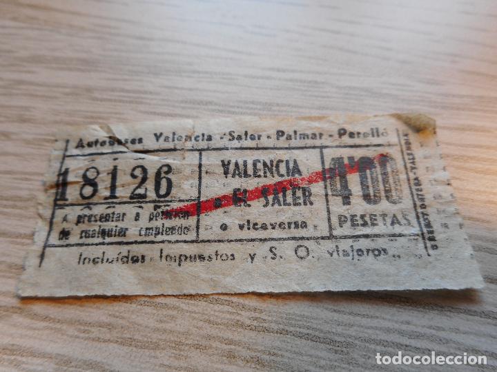 Colecionismos Bilhetes de Transporte: ANTIGUO BILLETE AUTOBUSES VALENCIA- EL SALER 4 PESETAS