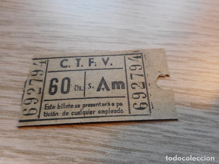 Colecionismos Bilhetes de Transporte: ANTIGUO BILLETE TRANVIA CTFV VALENCIA 60 CENTIMOS