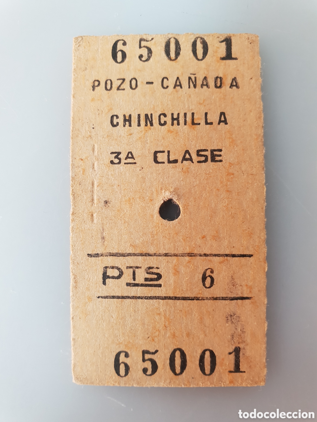 Colecionismos Bilhetes de Transporte: ■ BILLETE TREN .3&deg; CLASE. POZO CA&Ntilde;ADA - CHINCHILLA